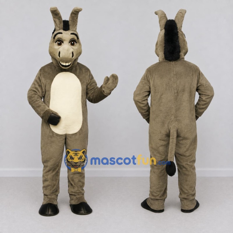 Custom Gray and Cream Donkey Mascot Costume Adult Full Body Suit for Farm Events Custom Gray and Cream Donkey Mascot Costume Adult Full Body Suit for Farm Events