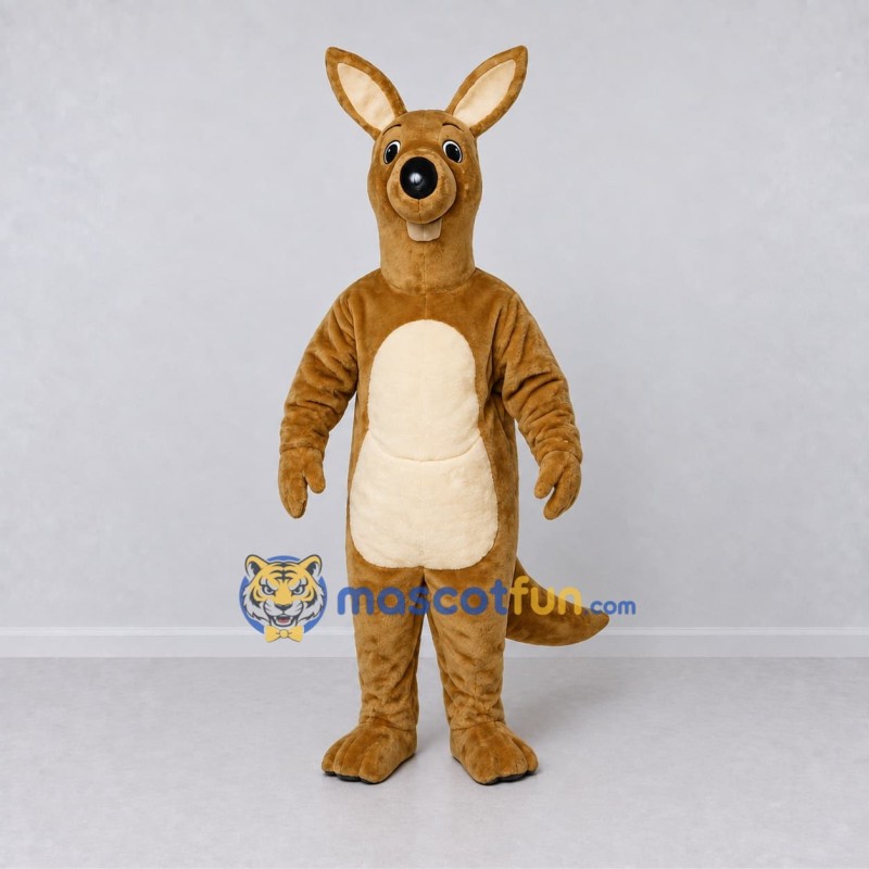 Custom Brown and Cream Kangaroo Mascot Costume Adult Full Body Suit for Wildlife Events