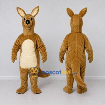 Custom Brown and Cream Kangaroo Mascot Costume Adult Full Body Suit for Wildlife Events
