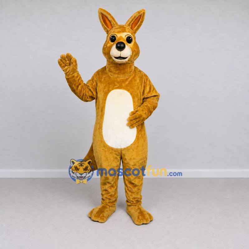 Custom Golden Brown and Cream Kangaroo Mascot Costume Adult Full Body Suit for Wildlife Events
