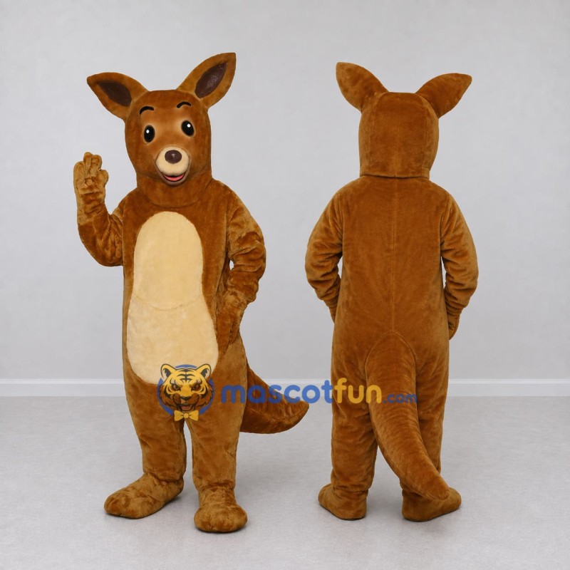 Custom Brown and Cream Kangaroo Mascot Costume Adult Full Body Suit for Wildlife Events