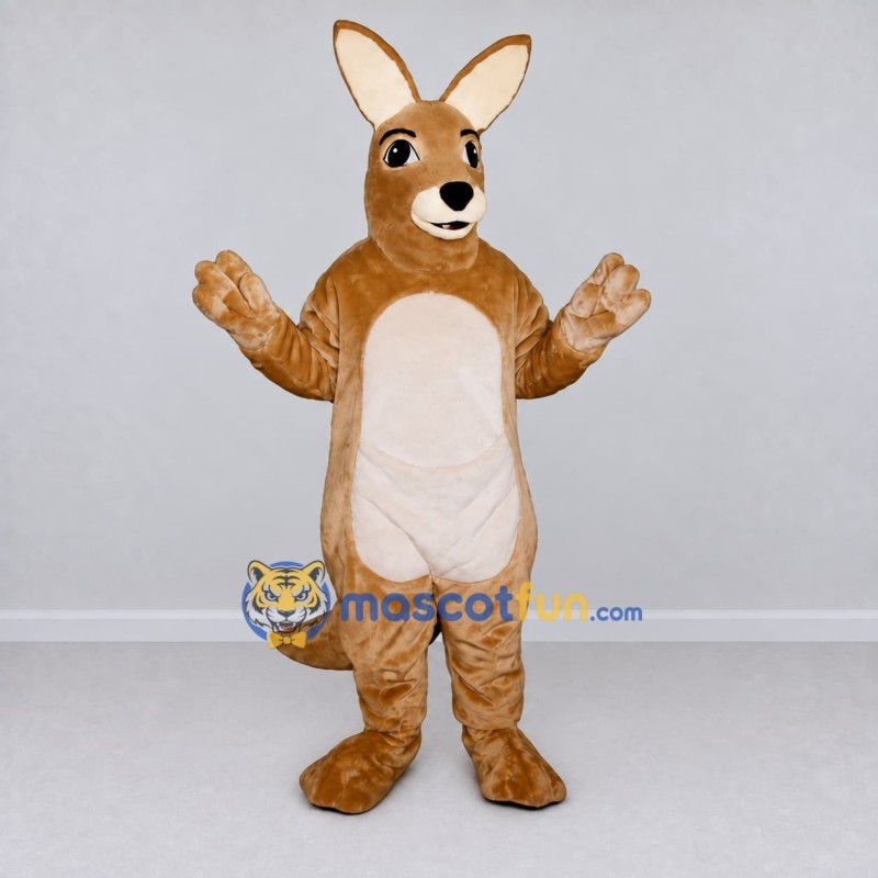 Custom Tan and White Kangaroo Mascot Costume Adult Full Body Suit for Wildlife Events Custom Tan and White Kangaroo Mascot Costume Adult Full Body Suit for Wildlife Events