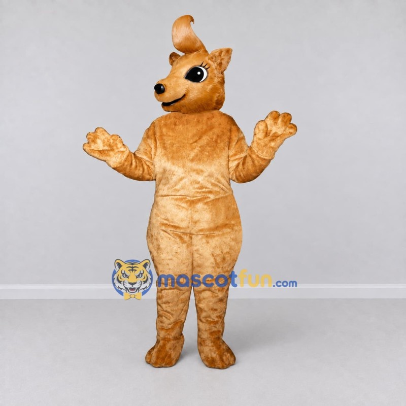 Custom Golden Brown Animal Character with a Hair Tuft Mascot Costume Adult Full Body Suit for Theme Parties Custom Golden Brown Animal Character with a Hair Tuft Mascot Costume Adult Full Body Suit for Theme Parties