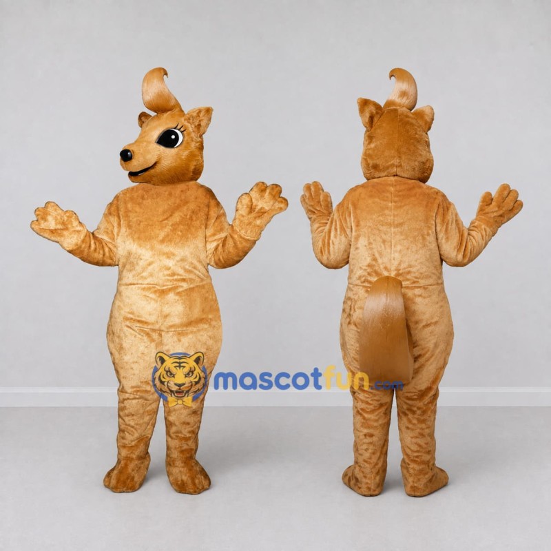 Custom Golden Brown Animal Character with a Hair Tuft Mascot Costume Adult Full Body Suit for Theme Parties Custom Golden Brown Animal Character with a Hair Tuft Mascot Costume Adult Full Body Suit for Theme Parties