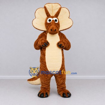 Custom Brown and Cream Frilled Dinosaur Mascot Costume Adult Full Body Suit for Dinosaur Events Custom Brown and Cream Frilled Dinosaur Mascot Costume Adult Full Body Suit for Dinosaur Events