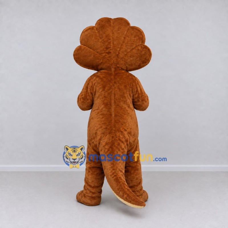 Custom Brown and Cream Frilled Dinosaur Mascot Costume Adult Full Body Suit for Dinosaur Events Custom Brown and Cream Frilled Dinosaur Mascot Costume Adult Full Body Suit for Dinosaur Events