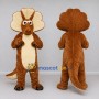 Custom Brown and Cream Frilled Dinosaur Mascot Costume Adult Full Body Suit for Dinosaur Events