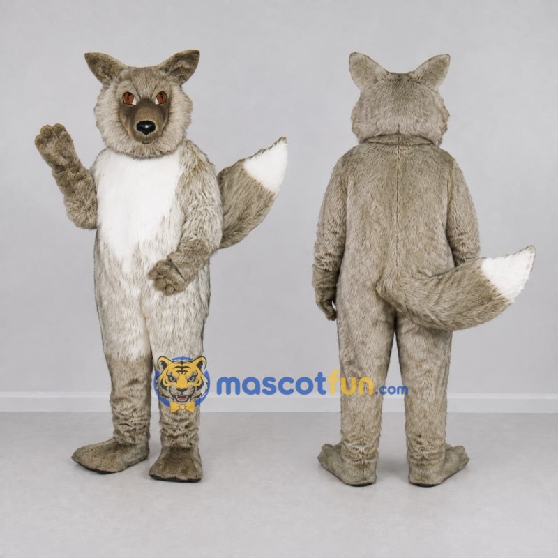 Custom Gray and White Fox Mascot Costume Adult Full Body Suit for Wildlife Events Custom Gray and White Fox Mascot Costume Adult Full Body Suit for Wildlife Events