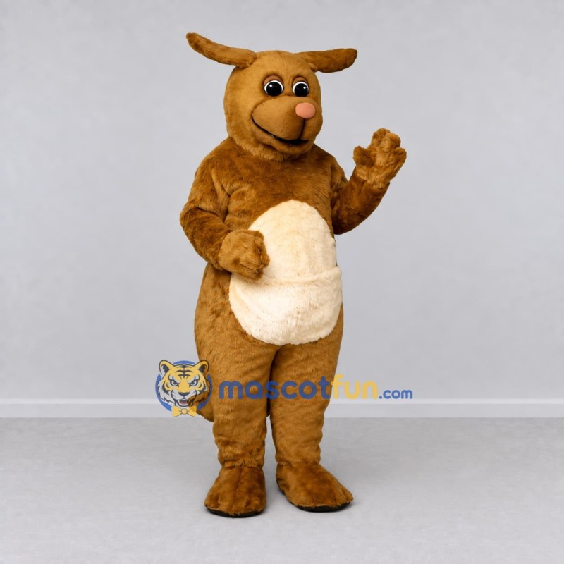 Custom Golden Brown and Cream Kangaroo Mascot Costume Adult Full Body Suit for Wildlife Events