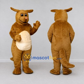 Custom Golden Brown and Cream Kangaroo Mascot Costume Adult Full Body Suit for Wildlife Events