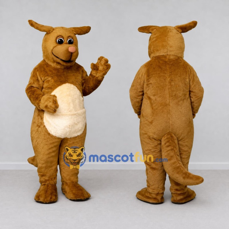 Custom Golden Brown and Cream Kangaroo Mascot Costume Adult Full Body Suit for Wildlife Events