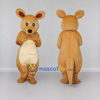 Custom Golden Tan and Cream Kangaroo Mascot Costume Adult Full Body Suit for Wildlife Events
