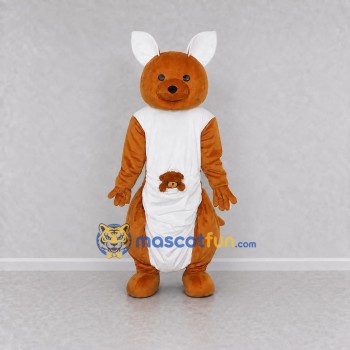 Custom Orange and White Kangaroo with a Joey Mascot Costume Adult Full Body Suit for Wildlife Events