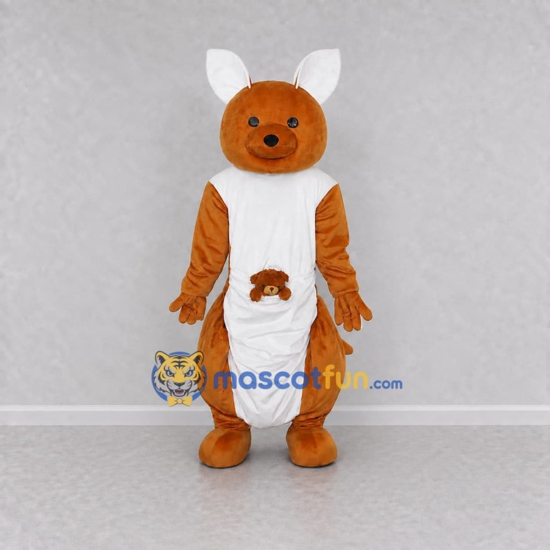 Custom Orange and White Kangaroo with a Joey Mascot Costume Adult Full Body Suit for Wildlife Events Custom Orange and White Kangaroo with a Joey Mascot Costume Adult Full Body Suit for Wildlife Events
