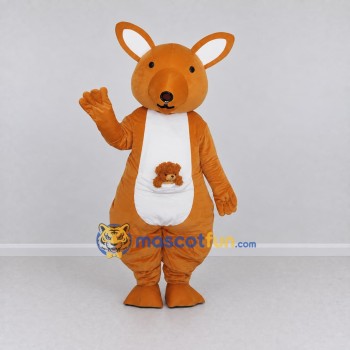 Custom Orange and White Kangaroo with a Joey Mascot Costume Adult Full Body Suit for Wildlife Events