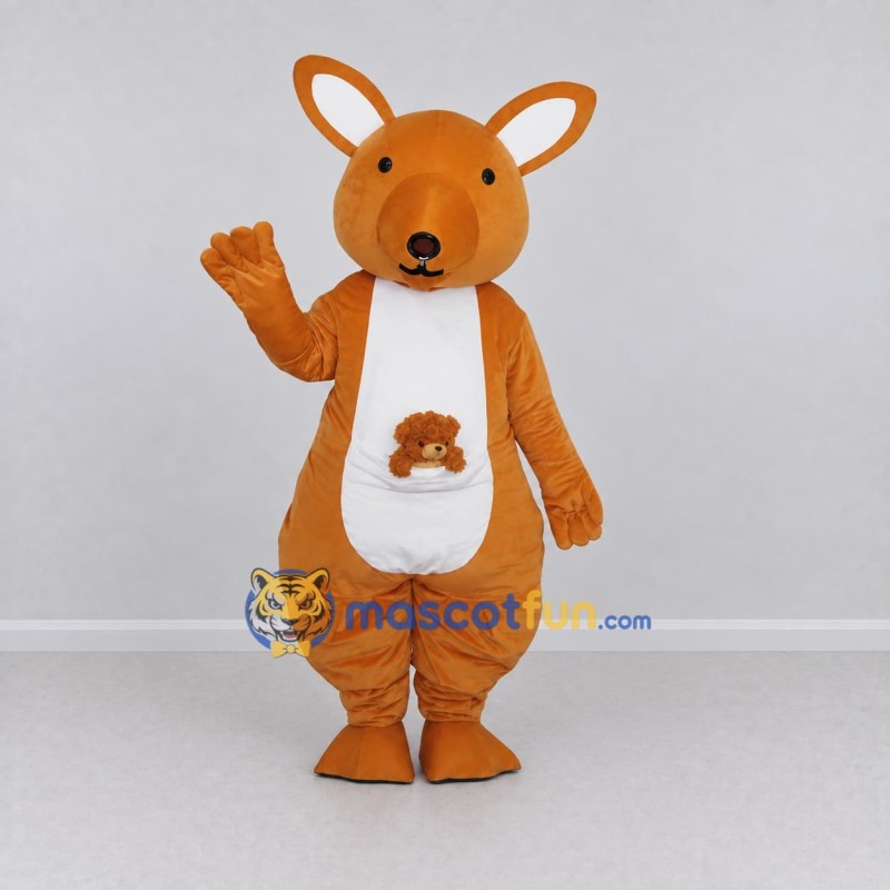 Custom Orange and White Kangaroo with a Joey Mascot Costume Adult Full Body Suit for Wildlife Events Custom Orange and White Kangaroo with a Joey Mascot Costume Adult Full Body Suit for Wildlife Events
