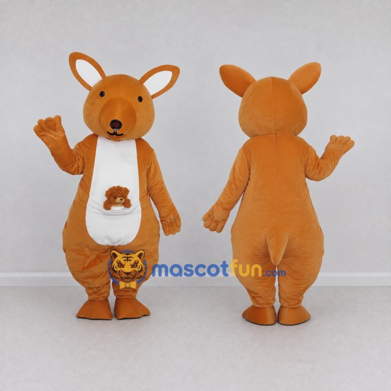 Custom Orange and White Kangaroo with a Joey Mascot Costume Adult Full Body Suit for Wildlife Events Custom Orange and White Kangaroo with a Joey Mascot Costume Adult Full Body Suit for Wildlife Events