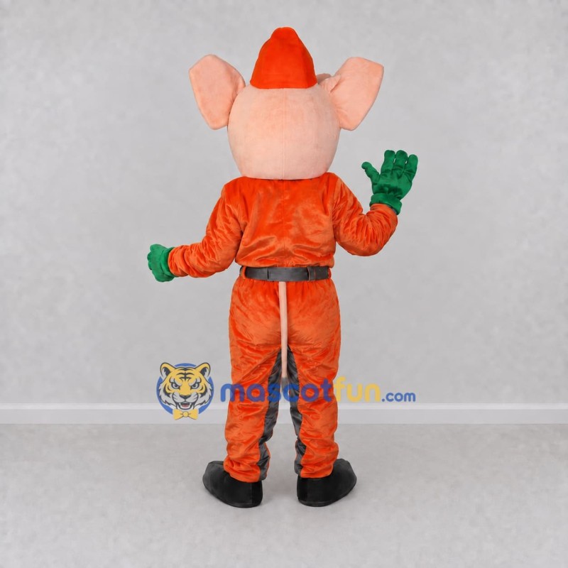 Custom Pink and Orange Elephant in a Festive Outfit Mascot Costume Adult Full Body Suit for Holiday Events