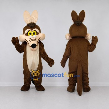 Custom Brown and Cream Coyote Character Mascot Costume Adult Full Body Suit for Theme Parties