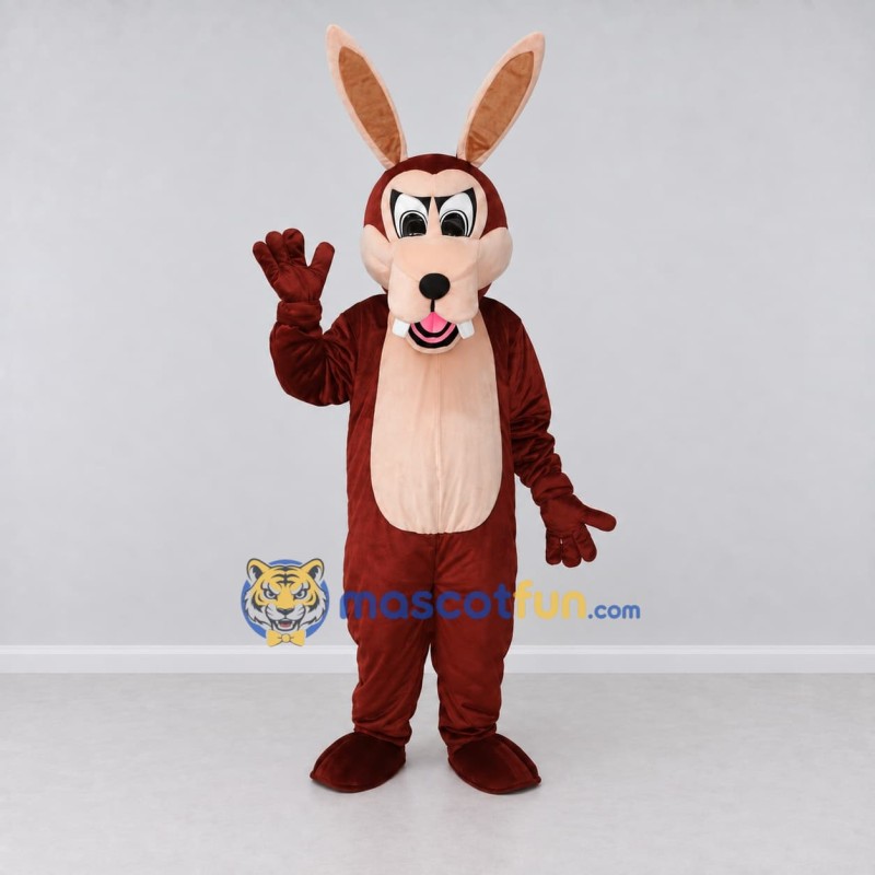 Custom Burgundy and Cream Rabbit Mascot Costume Adult Full Body Suit for Easter Events Custom Burgundy and Cream Rabbit Mascot Costume Adult Full Body Suit for Easter Events