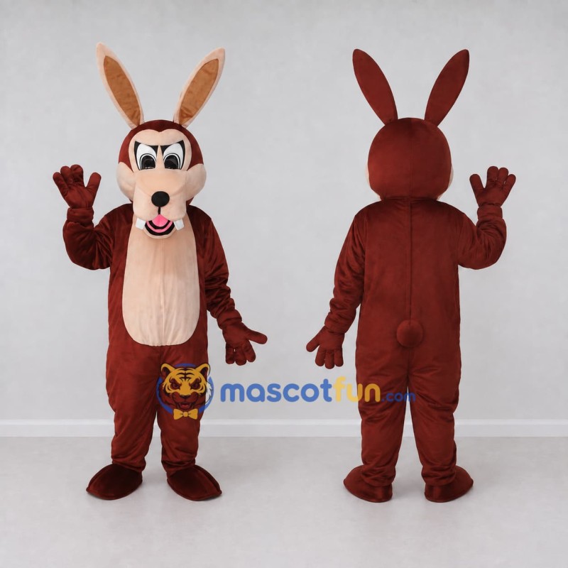 Custom Burgundy and Cream Rabbit Mascot Costume Adult Full Body Suit for Easter Events Custom Burgundy and Cream Rabbit Mascot Costume Adult Full Body Suit for Easter Events