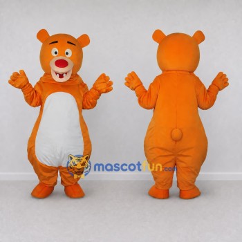 Custom Orange and White Teddy Bear Character Mascot Costume Adult Full Body Suit for Community Events