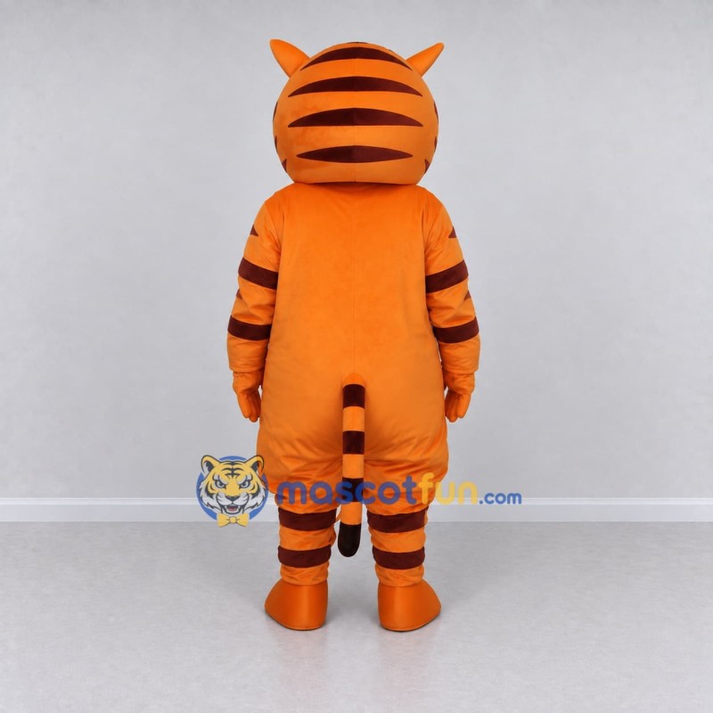 Custom Orange and Black Tiger with a Star Belly Mascot Costume Adult Full Body Suit for School Events Custom Orange and Black Tiger with a Star Belly Mascot Costume Adult Full Body Suit for School Events
