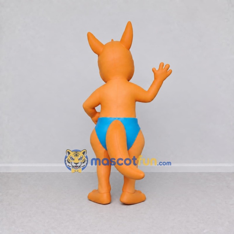 Custom Orange and Blue Kangaroo in Blue Shorts Mascot Costume Adult Full Body Suit for School Events