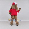Custom Tan and Red Dog in a T-Shirt and Cap Mascot Costume Adult Full Body Suit for Sports Events