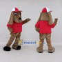 Custom Tan and Red Dog in a T-Shirt and Cap Mascot Costume Adult Full Body Suit for Sports Events
