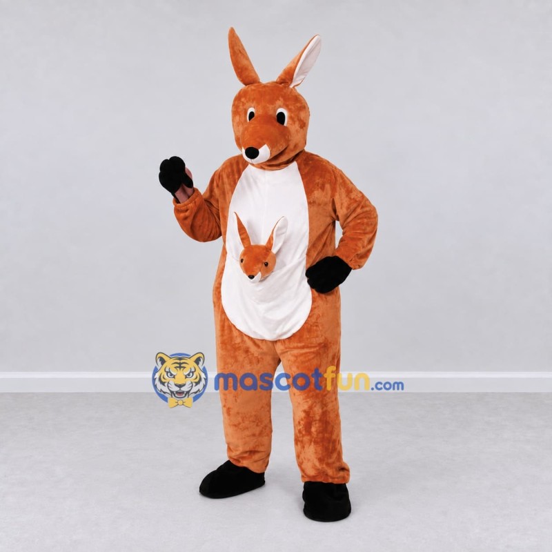 Custom Orange and White Kangaroo with a Joey Mascot Costume Adult Full Body Suit for Wildlife Events Custom Orange and White Kangaroo with a Joey Mascot Costume Adult Full Body Suit for Wildlife Events