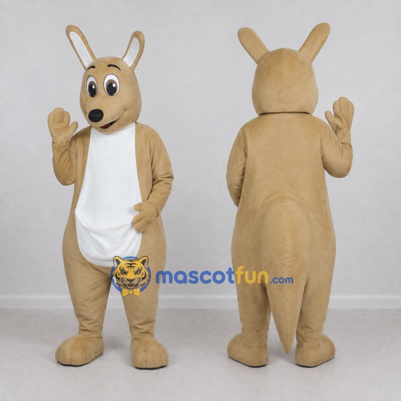 Custom Tan and White Kangaroo Mascot Costume Adult Full Body Suit for Wildlife Events Custom Tan and White Kangaroo Mascot Costume Adult Full Body Suit for Wildlife Events