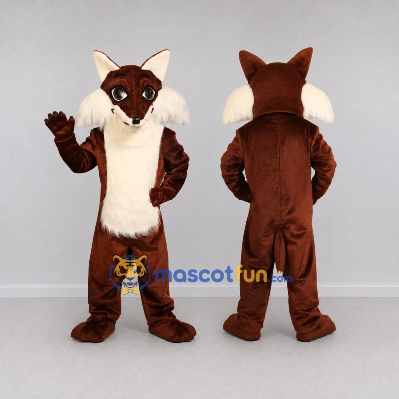 Custom Dark Brown and White Fox Character Mascot Costume Adult Full Body Suit for Wildlife Events