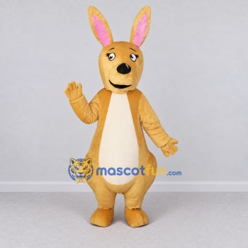 Custom Golden Tan and Cream Kangaroo Mascot Costume Adult Full Body Suit for Wildlife Events Custom Golden Tan and Cream Kangaroo Mascot Costume Adult Full Body Suit for Wildlife Events