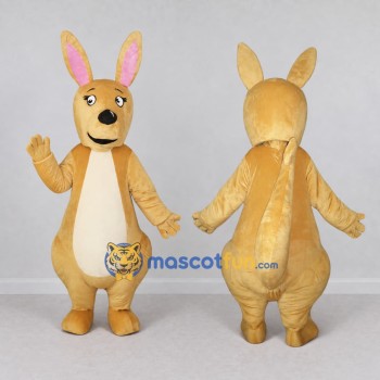 Custom Golden Tan and Cream Kangaroo Mascot Costume Adult Full Body Suit for Wildlife Events