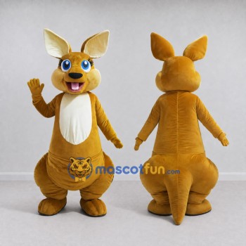 Custom Golden Brown and White Kangaroo Mascot Costume Adult Full Body Suit for Wildlife Events