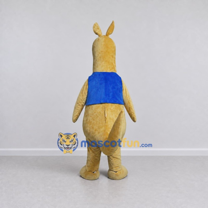 Custom Tan and Blue Kangaroo in a Shirt Mascot Costume Adult Full Body Suit for Wildlife Events
