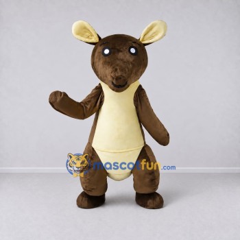 Custom Dark Brown and Cream Kangaroo Mascot Costume Adult Full Body Suit for Wildlife Events