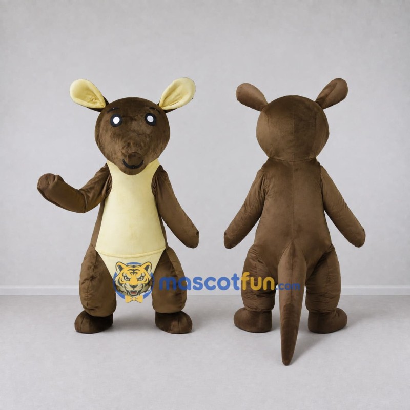 Custom Dark Brown and Cream Kangaroo Mascot Costume Adult Full Body Suit for Wildlife Events