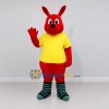 Custom Red and Yellow Rabbit in a T-Shirt Mascot Costume Adult Full Body Suit for School Events