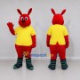 Custom Red and Yellow Rabbit in a T-Shirt Mascot Costume Adult Full Body Suit for School Events