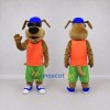 Custom Brown and Orange Dog in Sunglasses and Sportswear Mascot Costume Adult Full Body Suit for Sports Events Custom Brown and Orange Dog in Sunglasses and Sportswear Mascot Costume Adult Full Body Suit for Sports Events