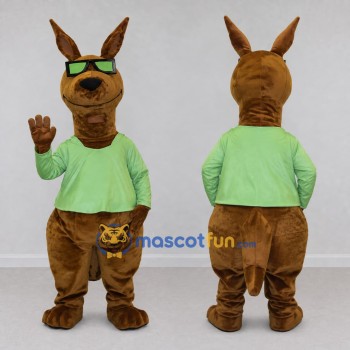 Custom Brown and Green Kangaroo in Sunglasses Mascot Costume Adult Full Body Suit for Outdoor Events