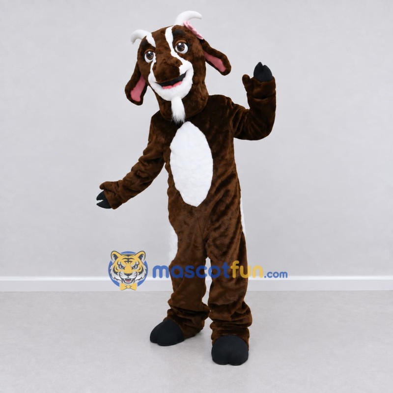 Custom Brown and White Goat Mascot Costume Adult Full Body Suit for Farm Events Custom Brown and White Goat Mascot Costume Adult Full Body Suit for Farm Events