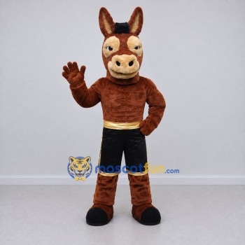 Custom Brown and Black Donkey in Sports Shorts Mascot Costume Adult Full Body Suit for Sports Events Custom Brown and Black Donkey in Sports Shorts Mascot Costume Adult Full Body Suit for Sports Events