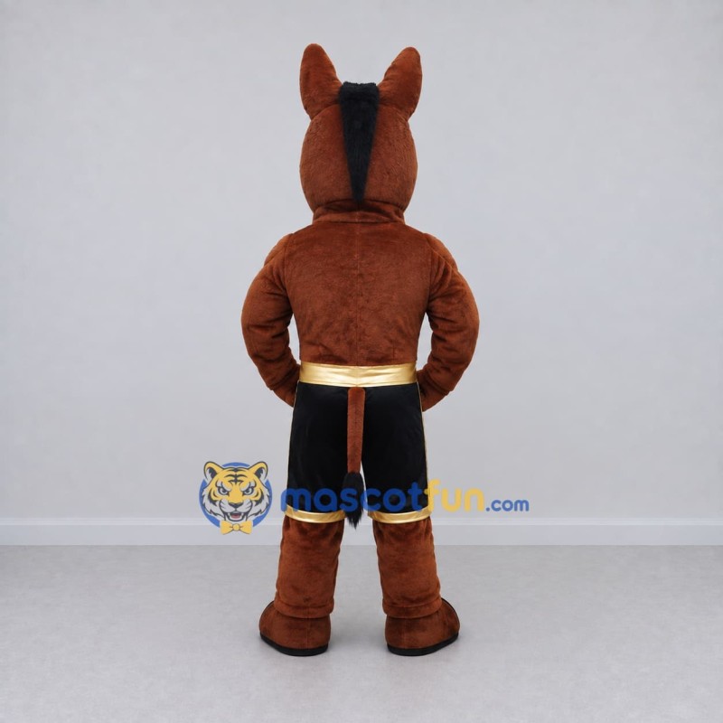 Custom Brown and Black Donkey in Sports Shorts Mascot Costume Adult Full Body Suit for Sports Events Custom Brown and Black Donkey in Sports Shorts Mascot Costume Adult Full Body Suit for Sports Events