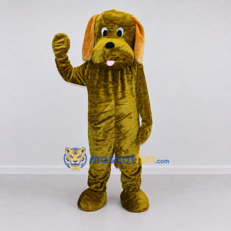 Custom Olive Green and Yellow Dog Mascot Costume Adult Full Body Suit for Community Events Custom Olive Green and Yellow Dog Mascot Costume Adult Full Body Suit for Community Events