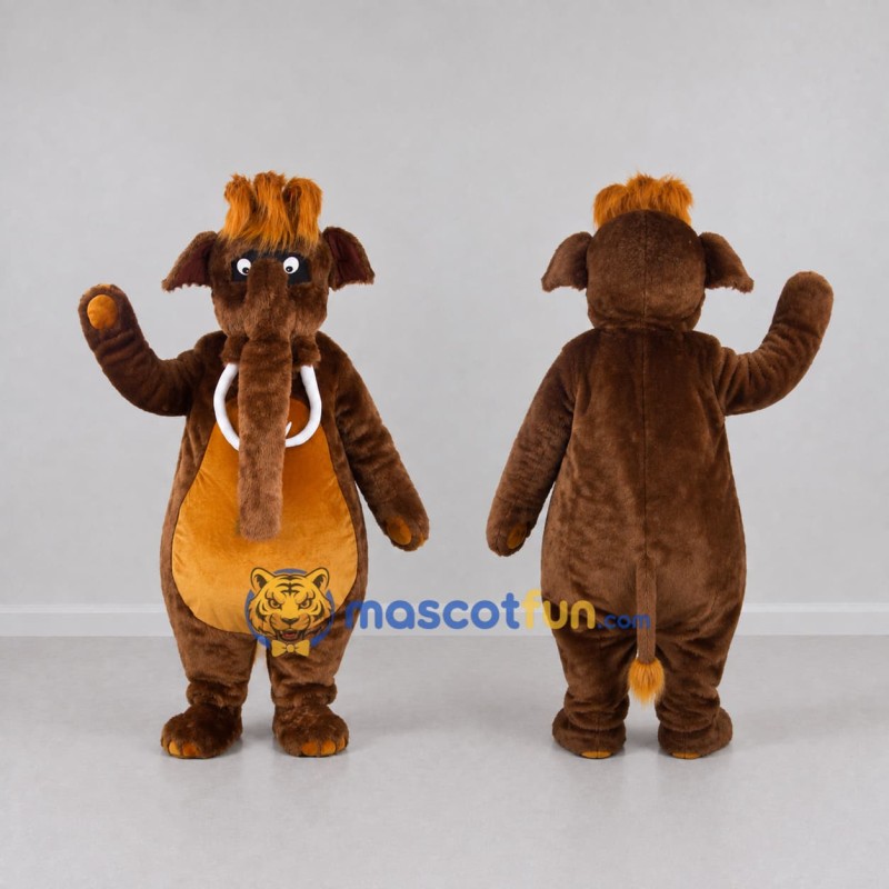 Custom Brown and Orange Mammoth Mascot Costume Adult Full Body Suit for Wildlife Events Custom Brown and Orange Mammoth Mascot Costume Adult Full Body Suit for Wildlife Events