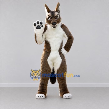 Custom Brown and White Wolf Mascot Costume Adult Full Body Suit for Sports Events Custom Brown and White Wolf Mascot Costume Adult Full Body Suit for Sports Events