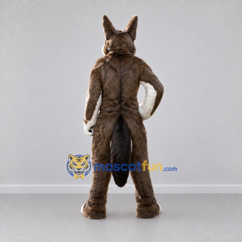 Custom Brown and White Wolf Mascot Costume Adult Full Body Suit for Sports Events